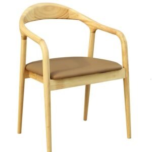Sillón BALCANES, madera de haya, natural, similpiel marrón