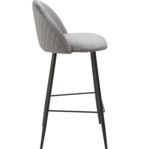 Taburete MAGDA NEW, metal, tapizado velvet gris