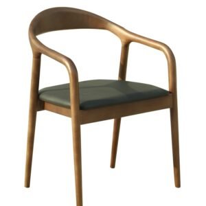Sillón BALCANES, madera de haya, nogal, similpiel negro