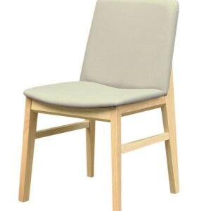 Silla ALPES, madera de haya, natural, similpiel gris