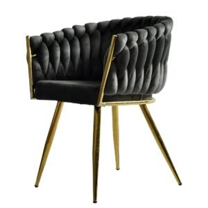 Sillón KING, metal dorado, tapizado velvet gris oscuro