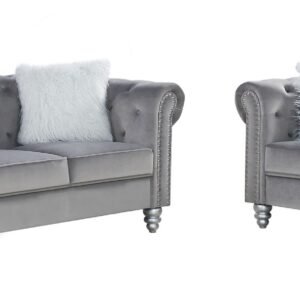 Set Sofás CHESTER STYLE, 3 + 2 plazas, tapizado velvet gris 27