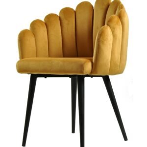 Sillón DEVIN, metal, tapizado velvet amarillo