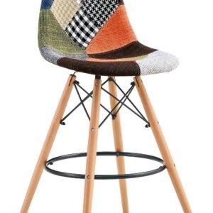 Taburete STAR PAT22, madera, tapizado patchwork 22