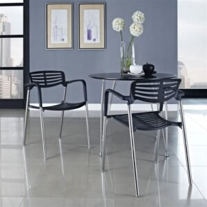 Sillón ALBENIZ, cromado, polipropileno negro