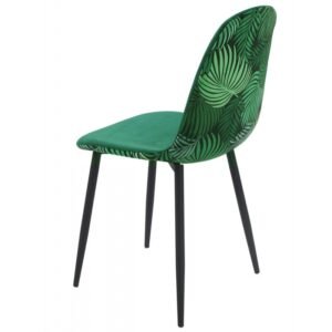 Silla HORUS NEW, metal, tapizado velvet verde con trasera floral a juego