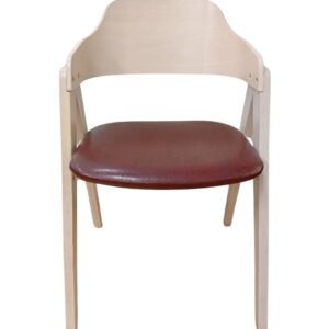 Sillón JARSY, madera de hevea, natural, similpiel marrón