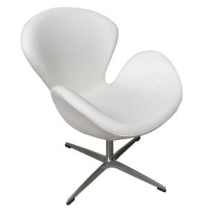 Sillón SW, tapizado en similpiel blanca
