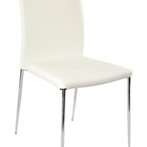 Silla INMA, apilable, metal, similpiel blanca