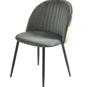 Silla PALM GREY, metal, tapizado velvet gris con trasera palm