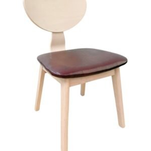 Silla DUBLIN, contrachapado de madera de hevea, natural, similpiel marrón