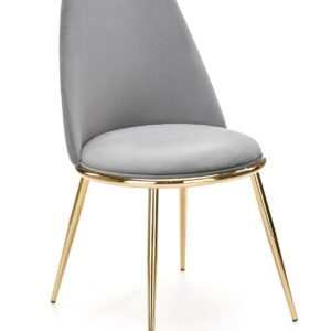 Silla TAVIRA, metal, cromado dorado, tapizado velvet gris