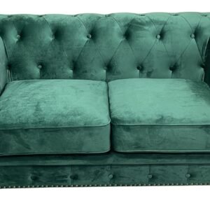Sofá CHESTER PREMIUM, 2 plazas, tapizado velvet esmeralda