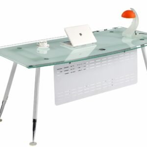 Mesa de oficina ACRE, vidrio templado blanco, 160 x 80 cms