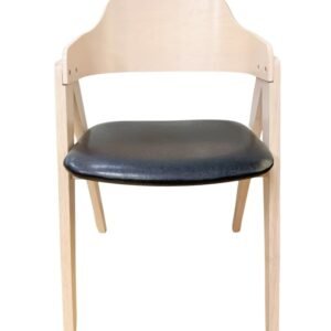 Sillón JARSY, madera de hevea, natural, similpiel negra