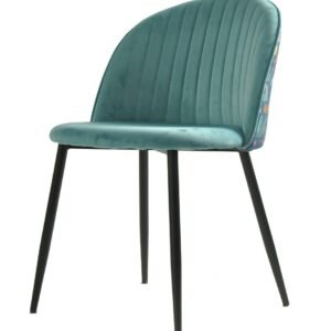 Silla CARNAVAL SKY BLUE, metal, tapizado velvet azul con trasera carnaval