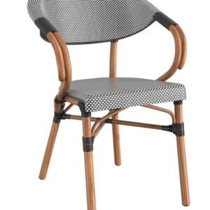 Sillón NERJA, apilable, aluminio, teslin gris negro