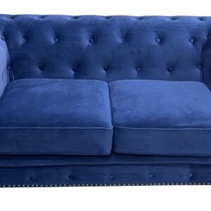 Sofá CHESTER PREMIUM, 2 plazas, tapizado velvet azul navy