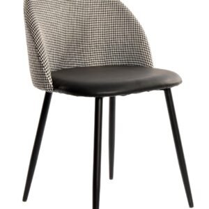 Silla ETNA, metal negro, tapizado pata de gallo y similpiel negra