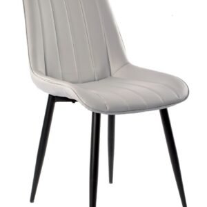 Silla YUCCA, metal negro, tapizado similpiel gris claro