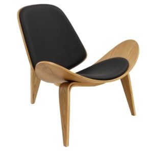 Sillón NORDIC (R), fresno, similpiel negra