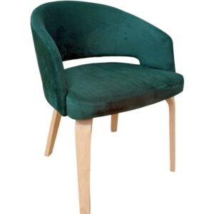 Sillón VISEU, contrachapado de madera de hevea, natural, velvet verde oscuro