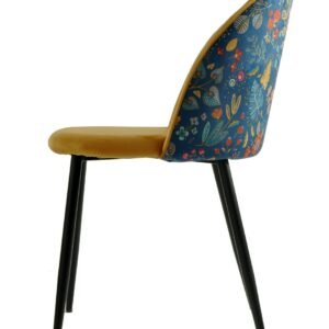 Silla CARNAVAL YELLOW, metal, tapizado velvet amarillo con trasera carnaval