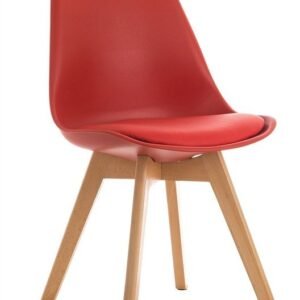 Silla TORRE 4P (SU), madera, polipropileno y cojín rojo