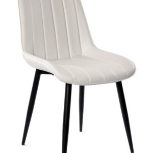 Silla YUCCA, metal negro, tapizado similpiel blanca