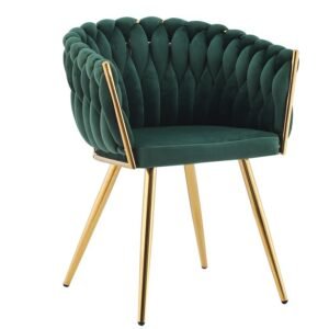 Sillón REGIO, metal, cromado dorado, tapizado velvet verde oscuro