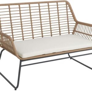 Sofá LEBENG, metal, cojín, ratán beige