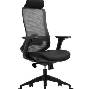 Sillón de oficina ARANJUEZ, alto, negro, ergonómico, multifunción, malla y asiento negro