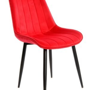 Silla YUCCA, metal negro, tapizado velvet rojo