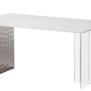 Mesa VENETO, acero inoxidable, acrílico, tapa de cerámica, 160 x 90 cms