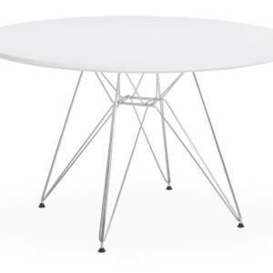 Mesa STAR, cromada, lacada blanca, 120 cms de diámetro