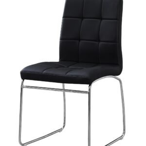 Silla BERTA, cromada, similpiel negra