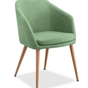 Sillón LART, metal, tapizado tejido linen verde claro
