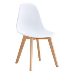 Silla MARAIS, madera, polipropileno blanco