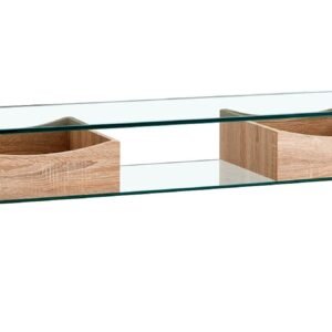 Mesa TV LIBRA, cajones, cristal curvado, 120 x 35 cms