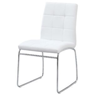 Silla BERTA, cromada, similpiel blanca