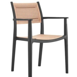 Sillón ALVOR, apilable, polipropileno negro y beige