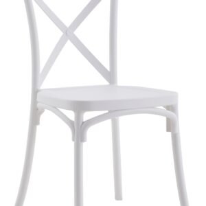 Silla CORFÚ, apilable, tratamiento anti UV, polipropileno blanco