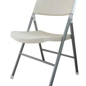 Silla BEACH, plegable, metal plata, polipropileno blanco