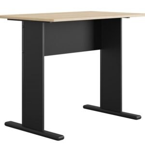 Mesa de oficina WORK, metal, bilaminado natural y negro 90 x 60 cms