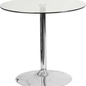 Mesa BERNIE 80R, cromada, cristal templado 80 cms de diámetro