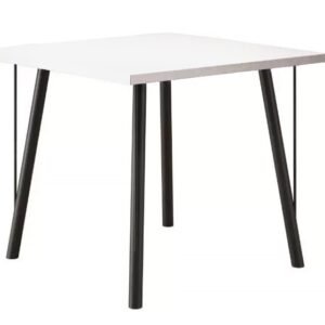 Mesa YAN, metal negro, tapa MDP blanca, 80x80 cms