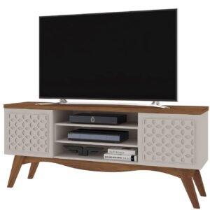 Mueble TV LIZ, blanco roto y matte, 160 cms.