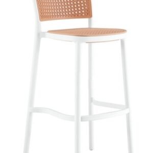Taburete FUNCHAL, apilable, polipropileno blanco y beige