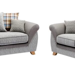 Set sofás CAMBRIDGE, 3 + 2 plazas, tejido combinado gris con gris claro