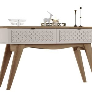 Consola ISIS, MDP cedro y blanco roto, 136 x 38 cms